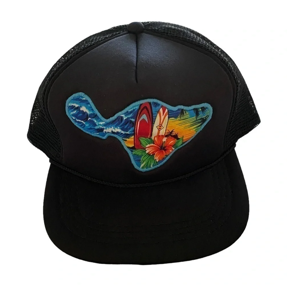 𝅺HAWAIIAN Surfboards, Sunset & Hibiscus Snapback Hat Youth Size